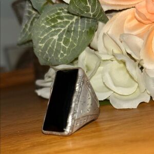 Silver Ring with Large Black Onyx